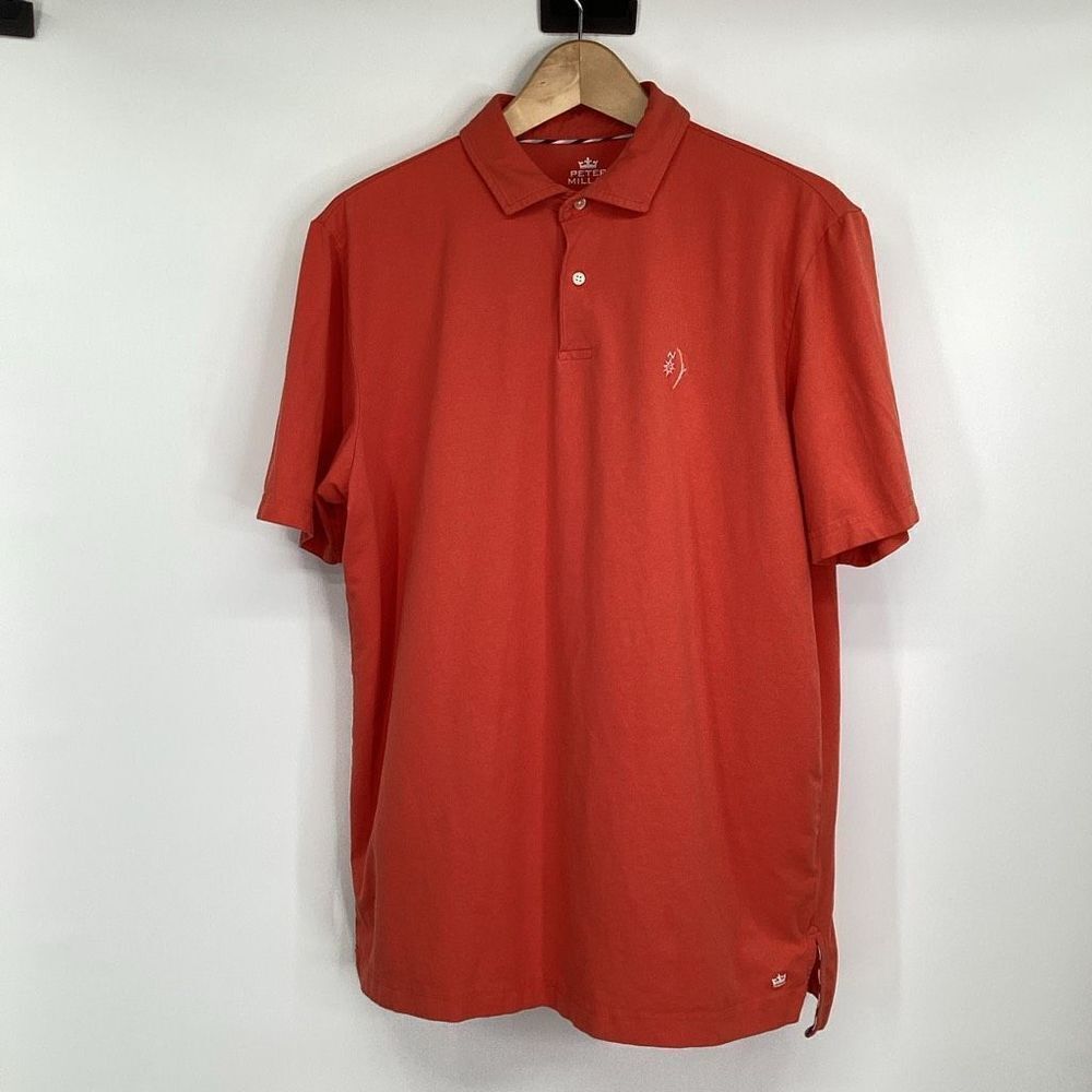 Men's Peter Millar Seaside Wash Cotton Polo Shirt‎ orange medium